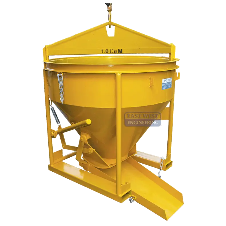CKM05 Concrete Kibble, 0.5 cu.m volume, with manual gate for crane lifting and pouring concrete.